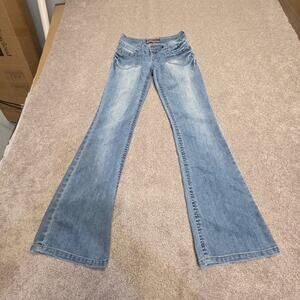 Y2K designer premium Vintage Retro Embroidered Flare Von Dutch Jeans sz 7